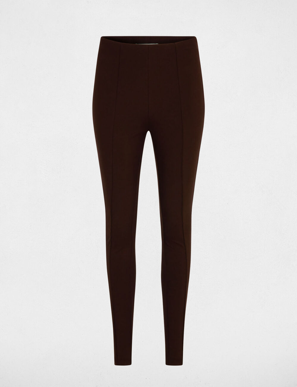 Pantalon legging uni marron fonc&eacute; femme