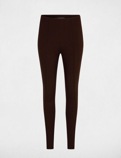 Pantalon legging uni marron fonc&eacute; femme