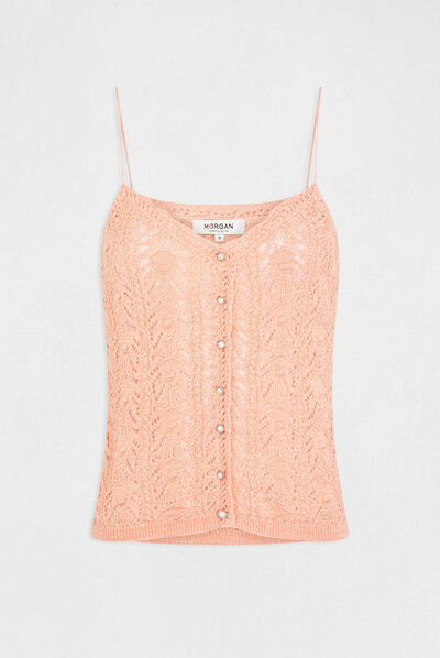 Débardeur pull avec col en V rose moyen femme
