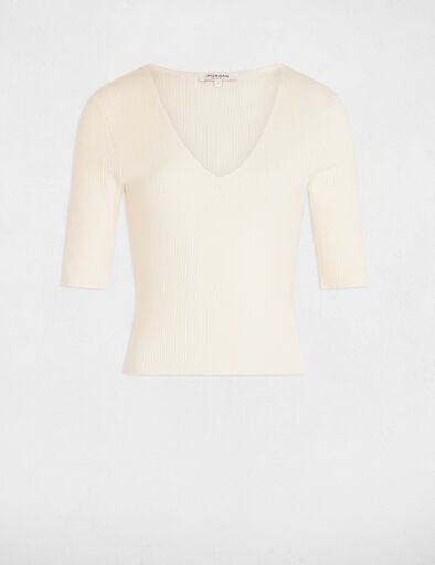 pull col en v ivoire femme Pull col en V ivoire femme