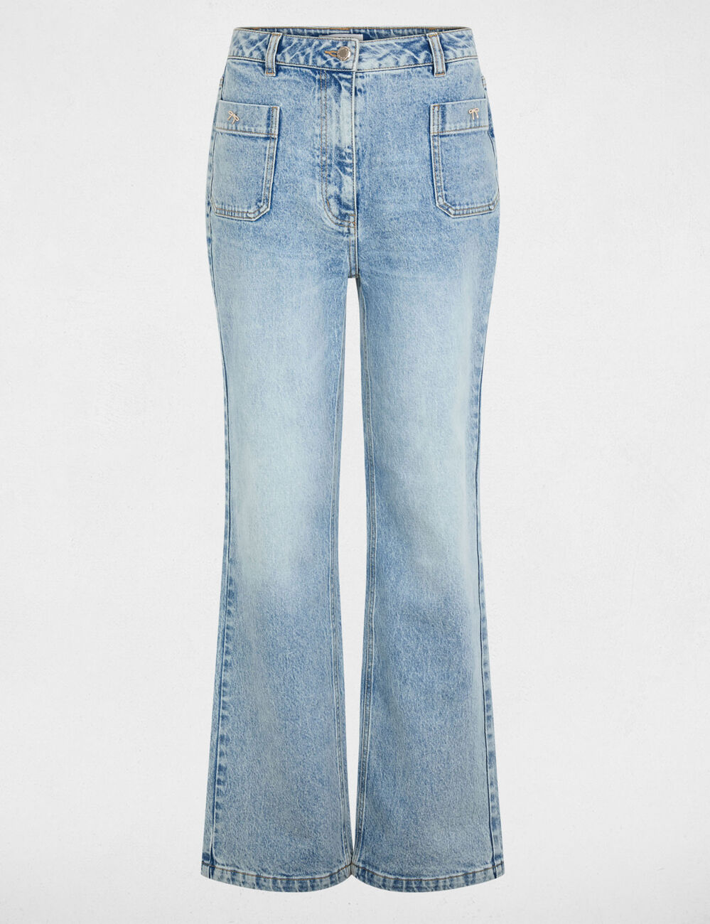 Jean large taille haute denim double stone femme