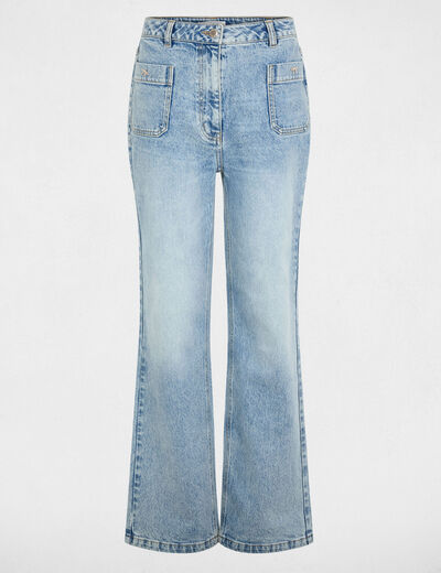 Jean large taille haute denim double stone femme