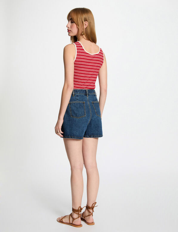 debardeur sans manches raye blanc femme Débardeur sans manches rayé blanc femme