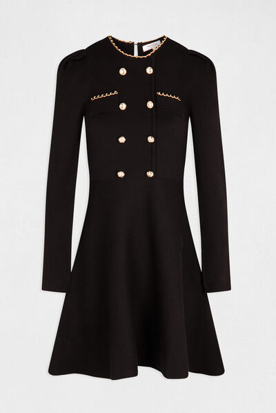 Robe pull trapèze avec boutons noir femme