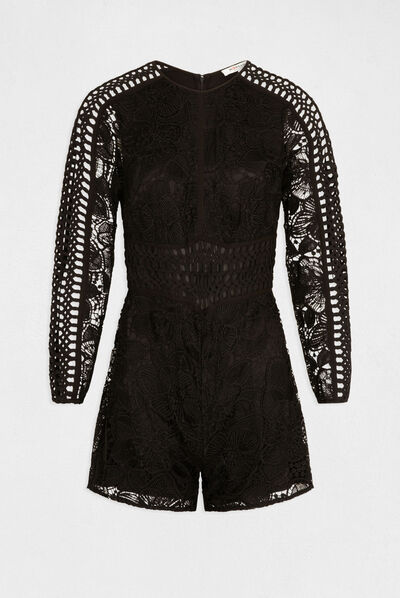 Combinaison droite en dentelle noir femme