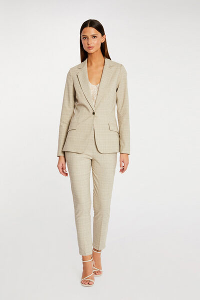 Pantalon 7/8ème coupe cigarette beige femme