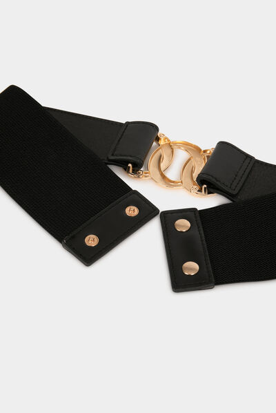 Ceinture élastiquée avec anneaux noir femme