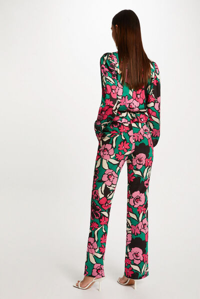 Pantalon droit imprimé floral multico femme