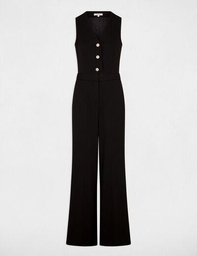 Combinaison fluide col v noir femme