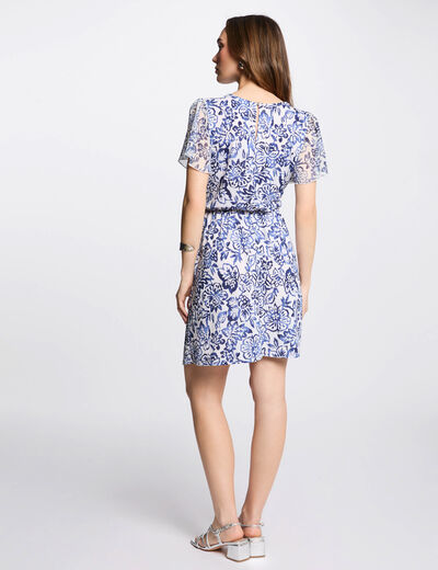 Robe courte droite imprimée multicolore femme