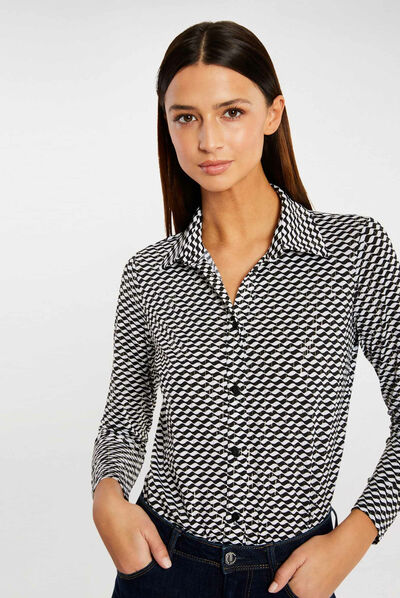 T-shirt à manches 3/4 multico femme