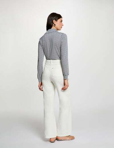 Chemise droite col &agrave; revers blanc femme
