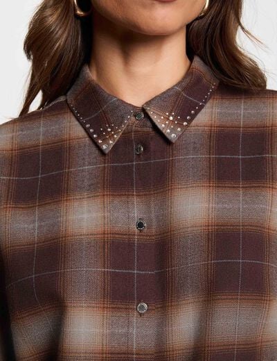 Chemise droite &agrave; carreaux multicolore femme