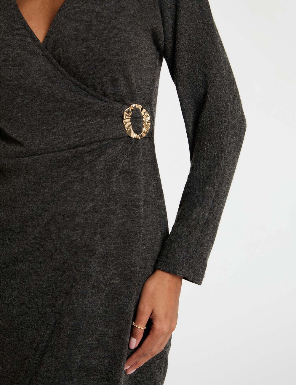 Robe courte portefeuille gris moyen femme