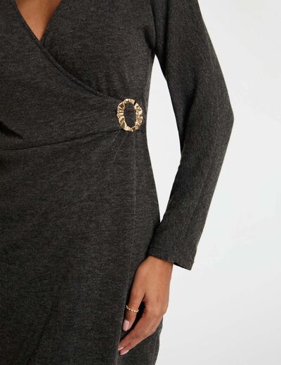 Robe courte portefeuille gris moyen femme