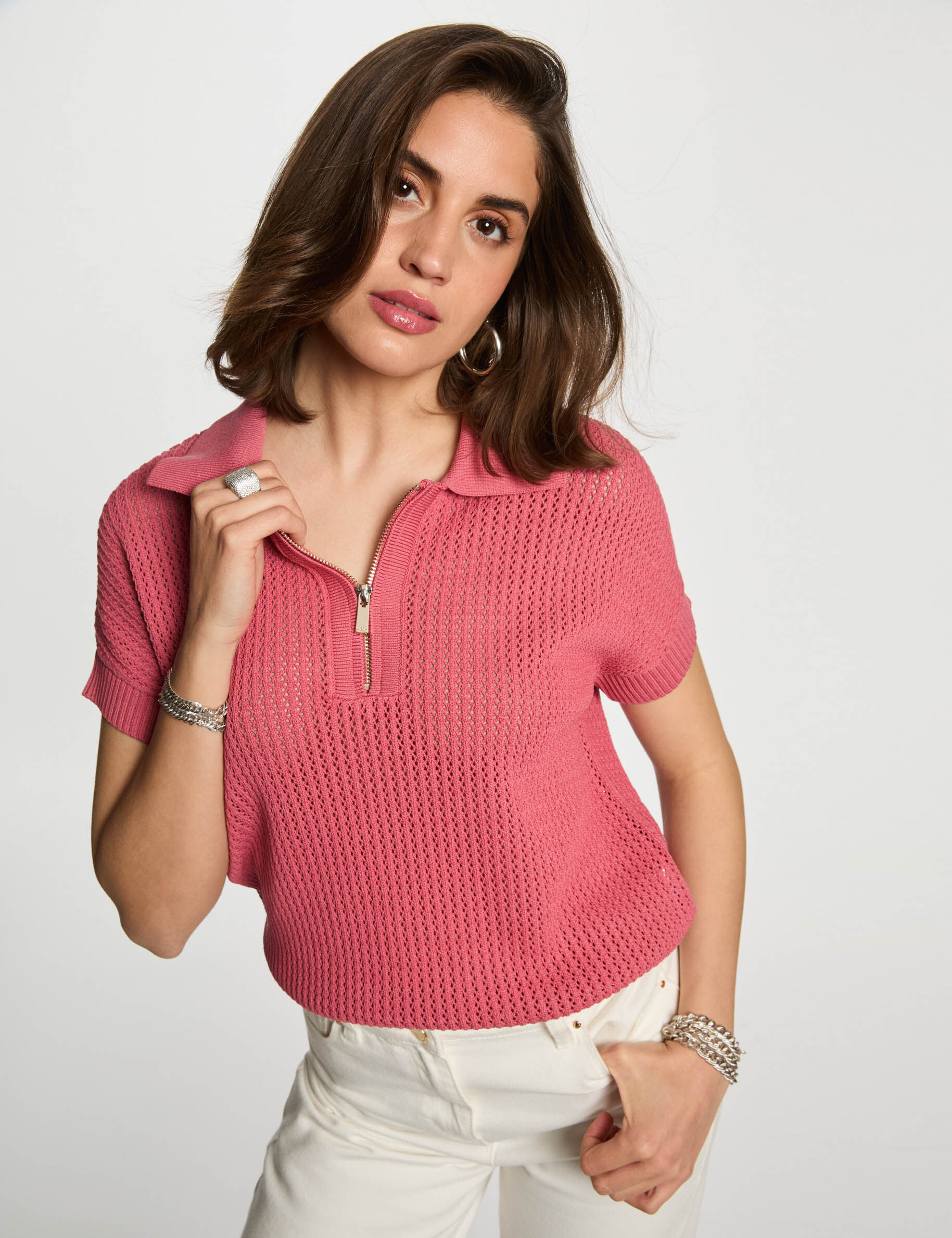 Pull col polo zippé - Morgan - Modalova
