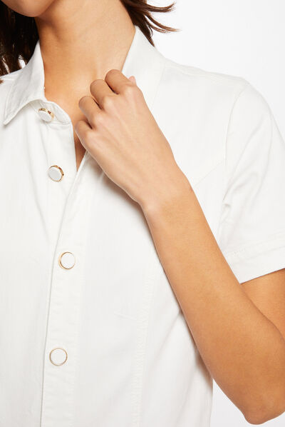 Combinaison flare boutonnée ecru femme