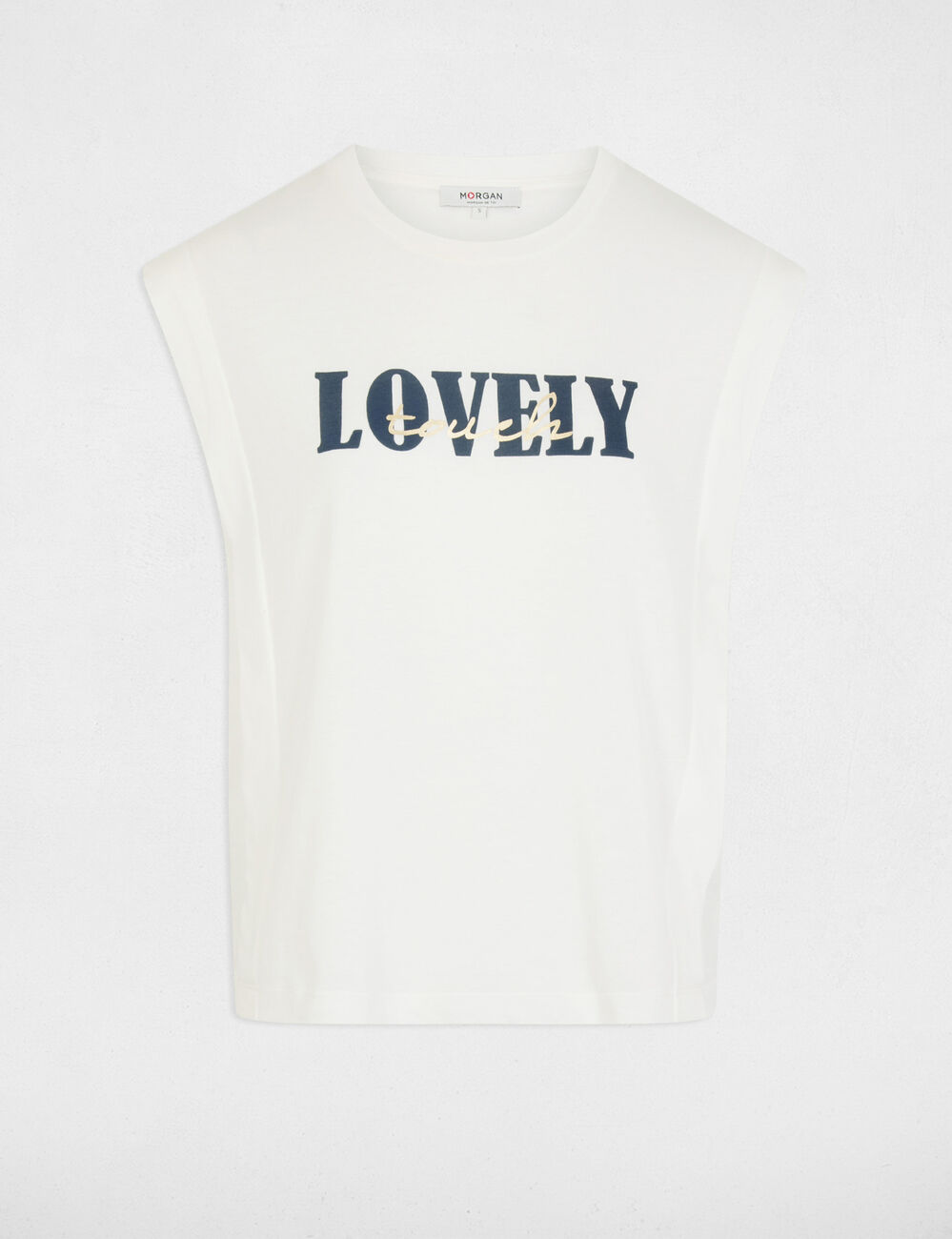 T-shirt droit col rond blanc femme