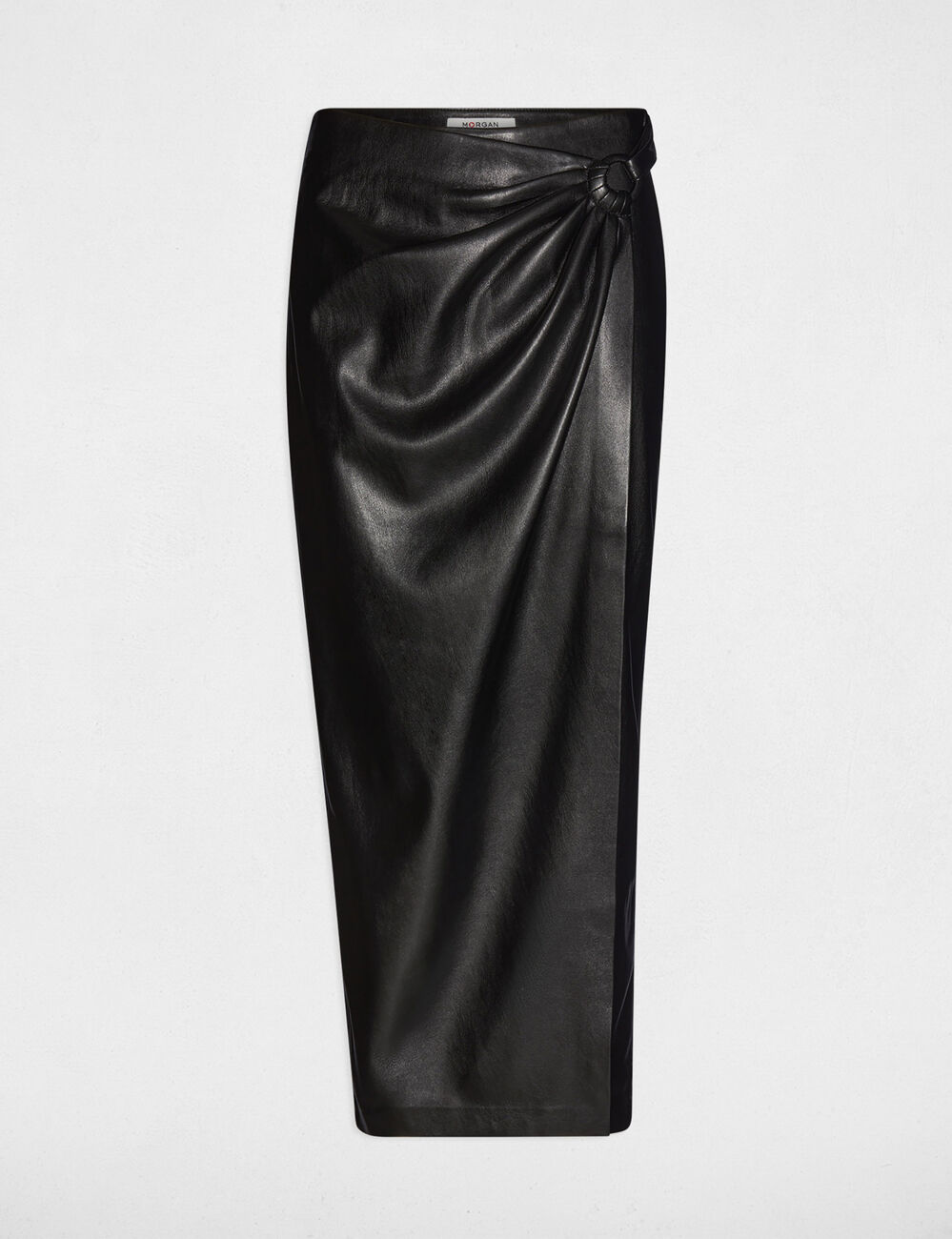Jupe longue portefeuille noir femme