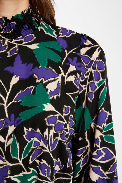 Blouse manches longues imprimé végétal multico femme