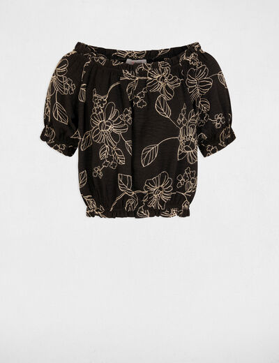 Top brod&eacute; col bardot multicolore femme