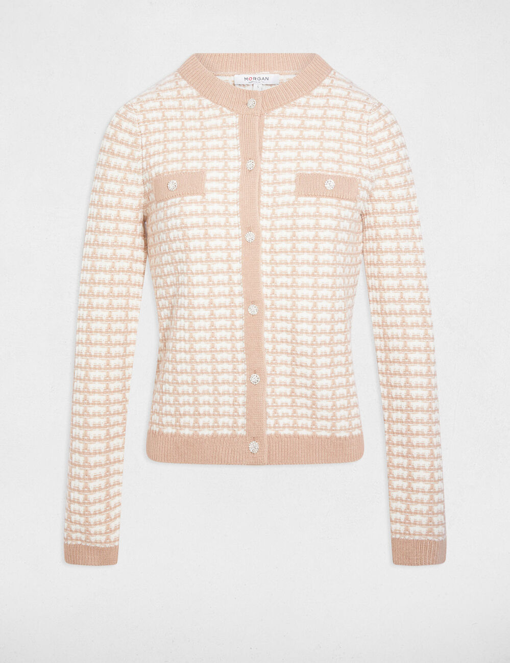 Gilet ajust&eacute; jacquard taupe femme