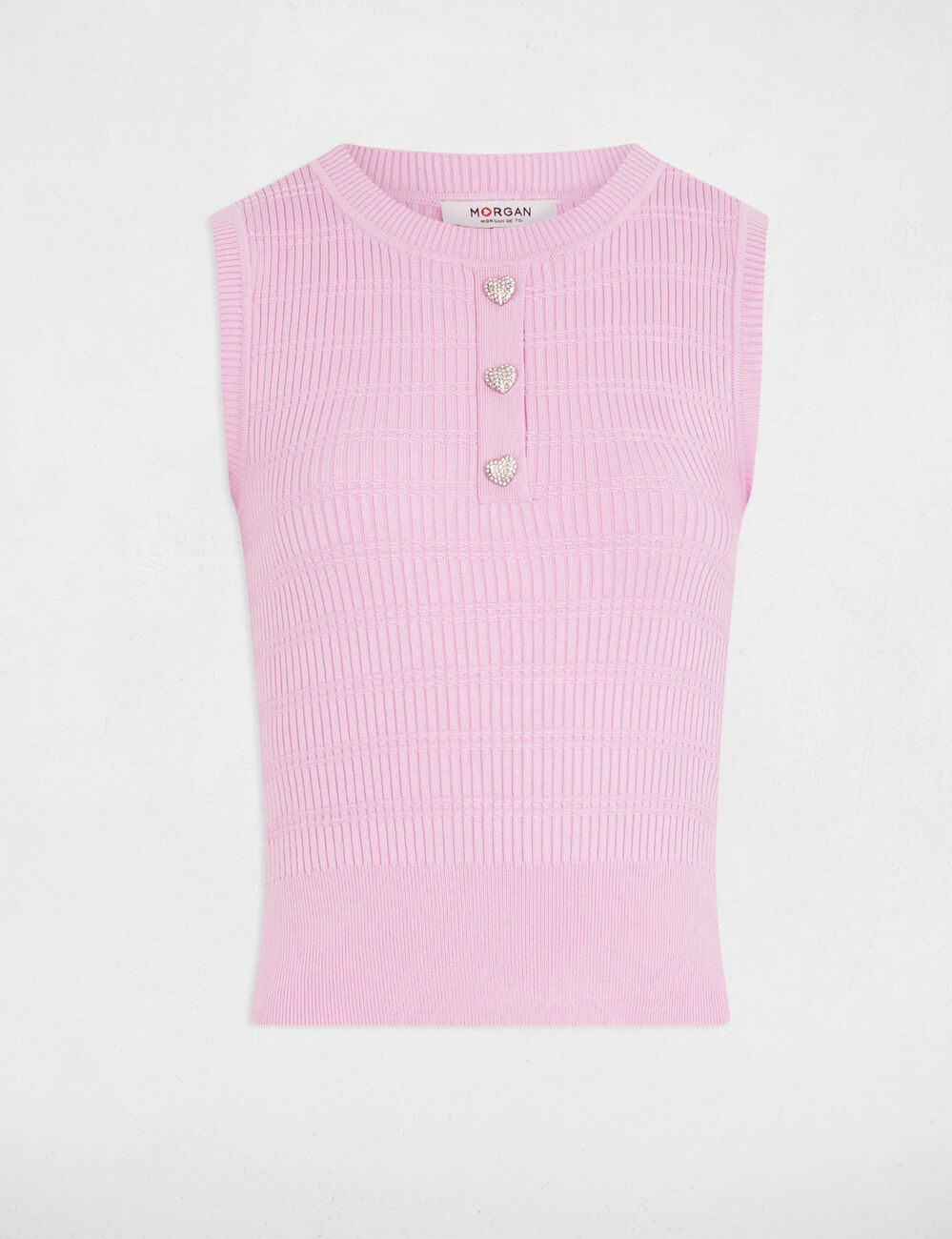 Débardeur maille sans manches rose pastel femme