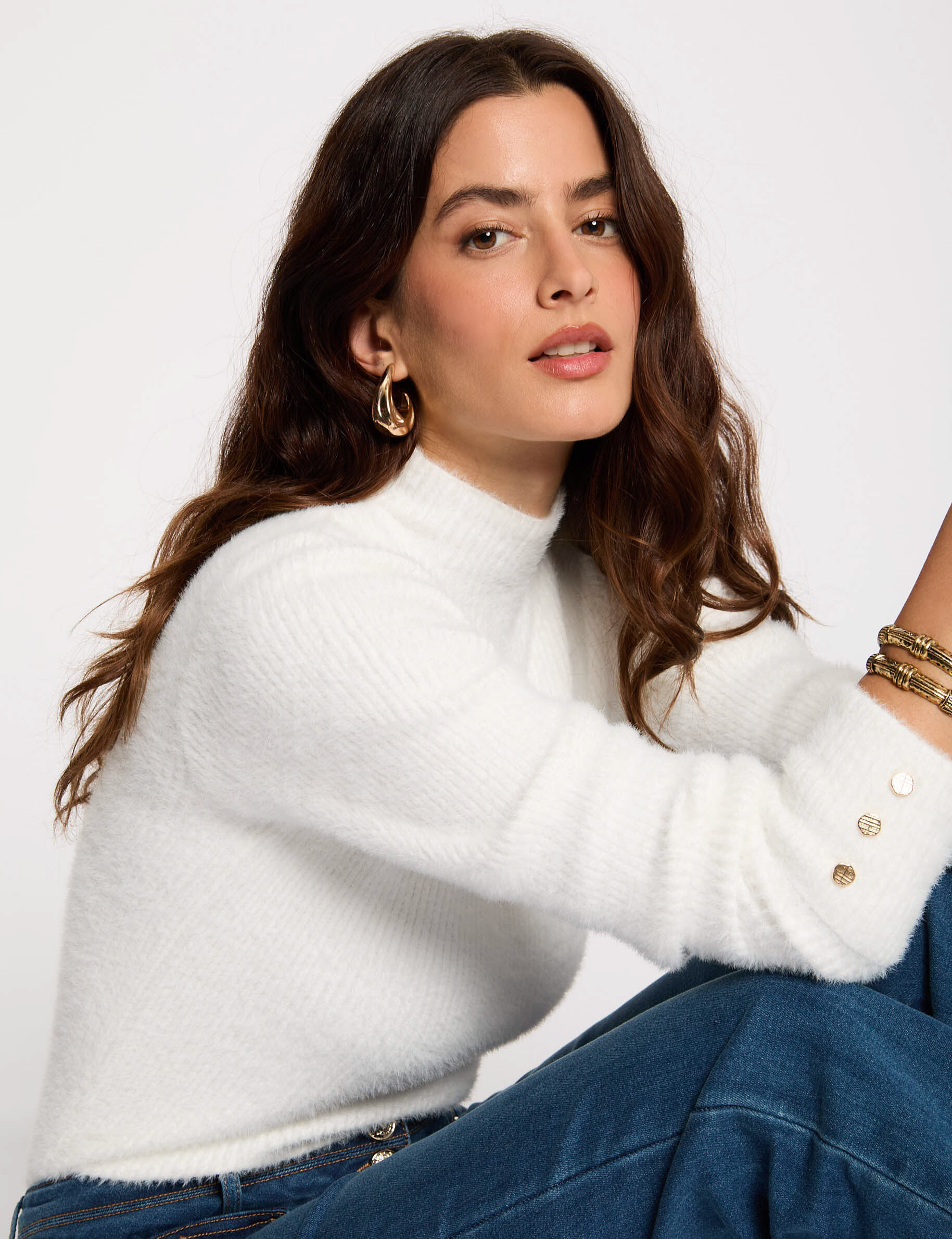 Pull manches longues maille duveteuse - Morgan - Modalova