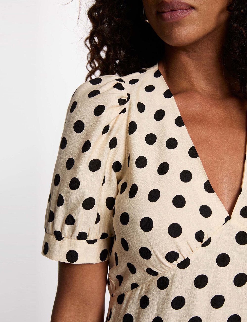 Robe mi-longue manches bouffantes multicolore femme