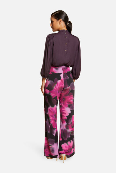 Blouse manches 3/4 satinée prune femme