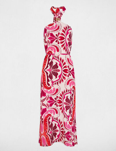 Robe ajust&eacute;e col montant multicolore femme