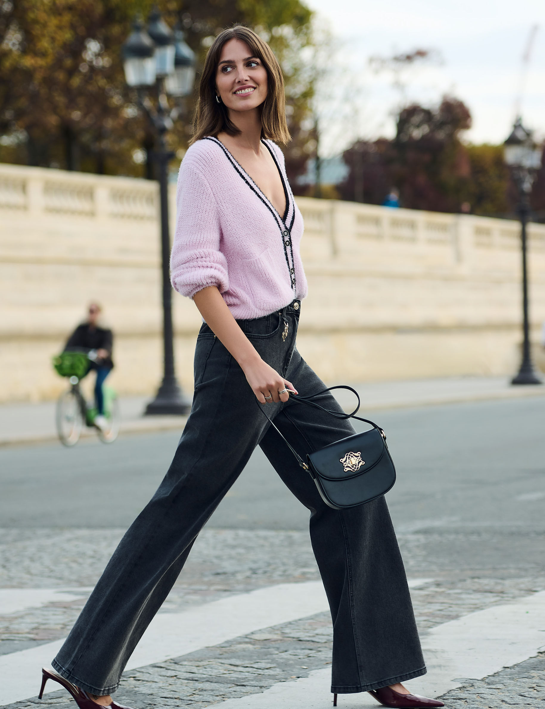 Jean large taille haute femme - vue 1