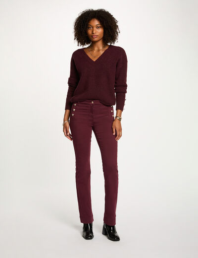 Pantalon bootcut prune femme