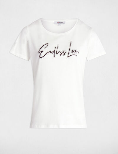 T-shirt à inscription blanc femme