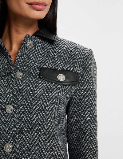 Veste tweed droite noir femme