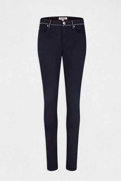 Pantalon slim avec clous marine femme