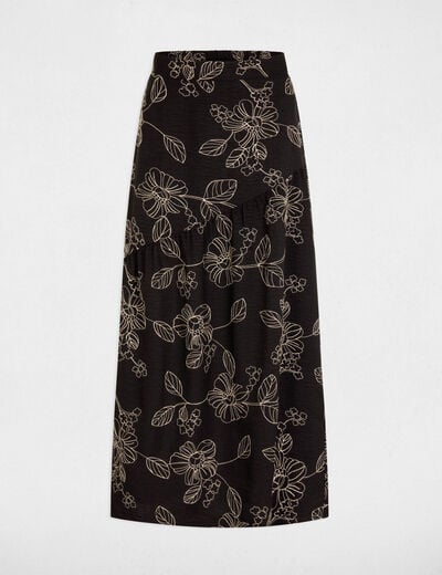 Jupe longue taille haute noir femme