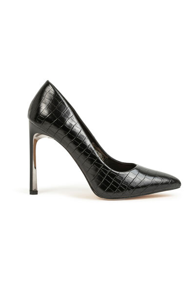 Escarpins aspect croco noir femme