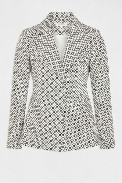 Veste city cintrée imprimé géométrique ecru femme