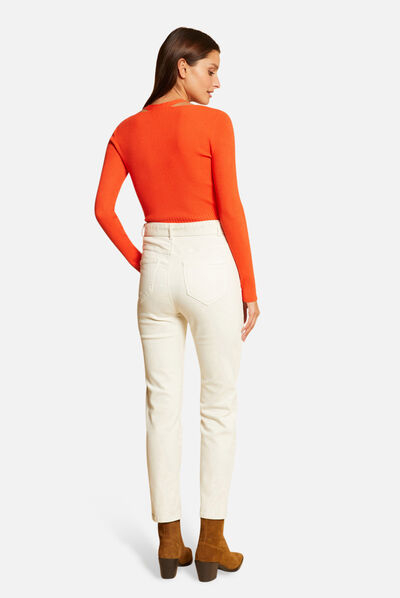 Pull manches longues avec boutons orange femme