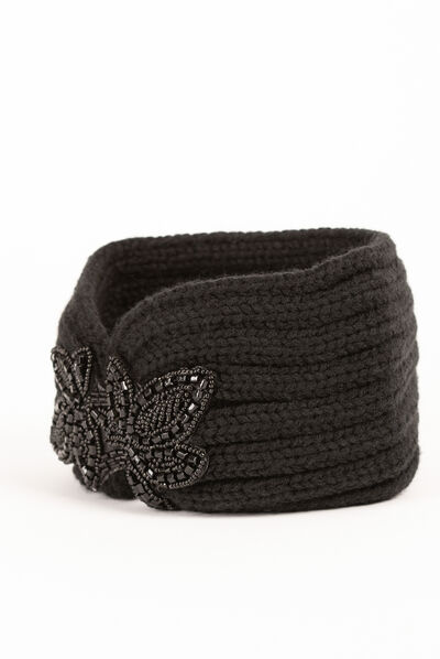 Bandeau avec détail en perles noir femme