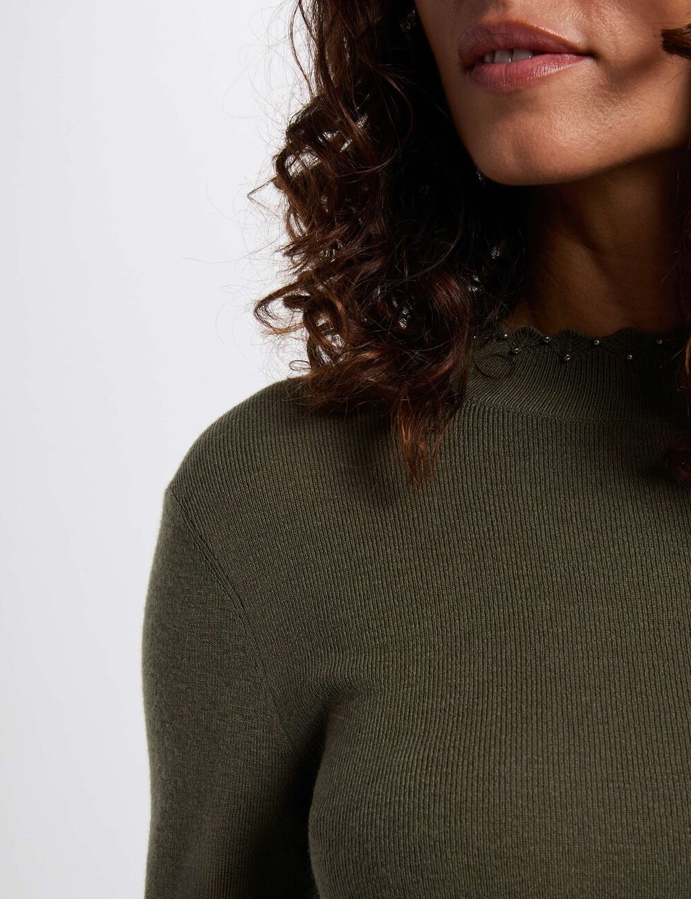 INEXTENSO Pull col rond vert femme pas cher