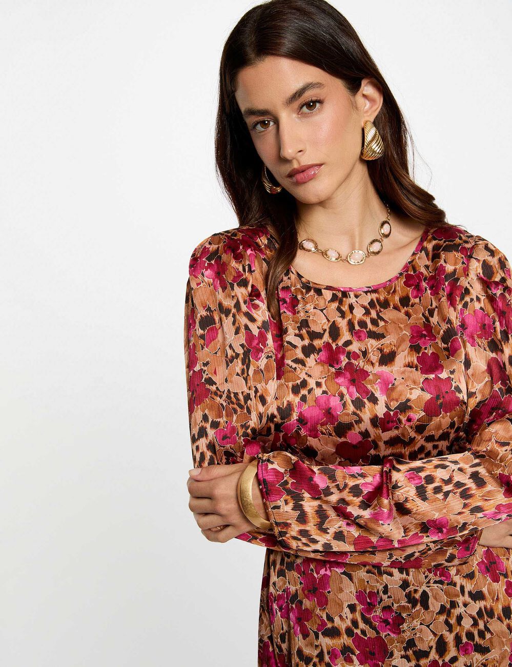 Robe courte pliss&eacute;e multicolore femme