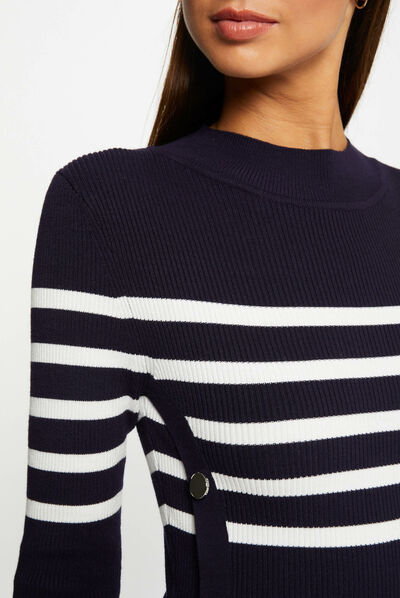 Robe pull ajustée avec boutons marine femme