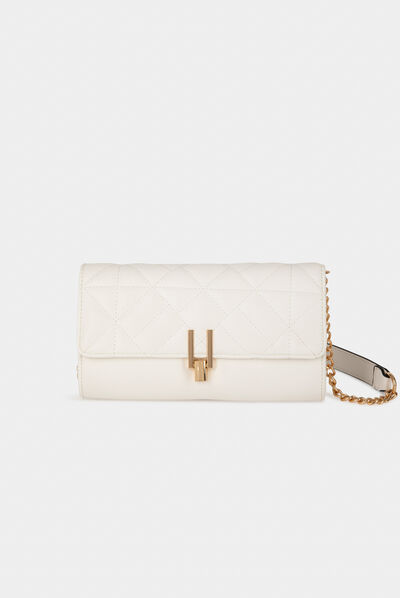 Sac pochette aspect matelassé blanc femme