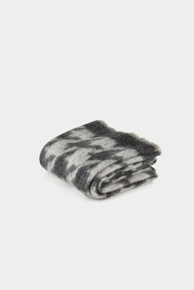 Écharpe imprimé pied de poule gris moyen femme
