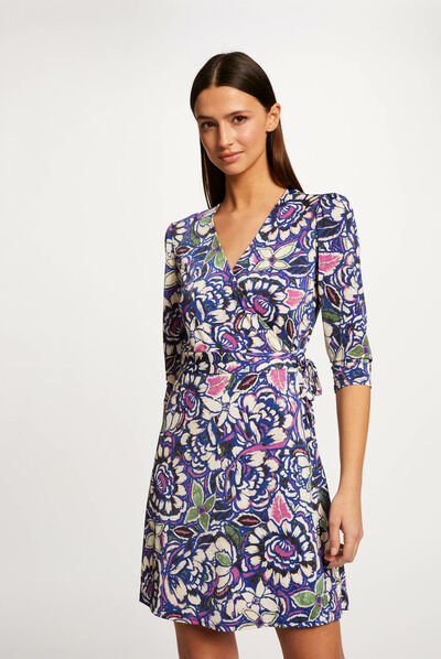 Robe portefeuille imprimé végétal multico femme