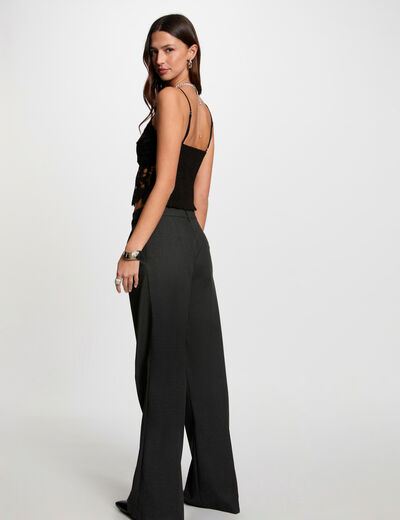 Crop top bretelles fines noir femme