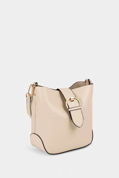 Sac seau avec bride ecru femme