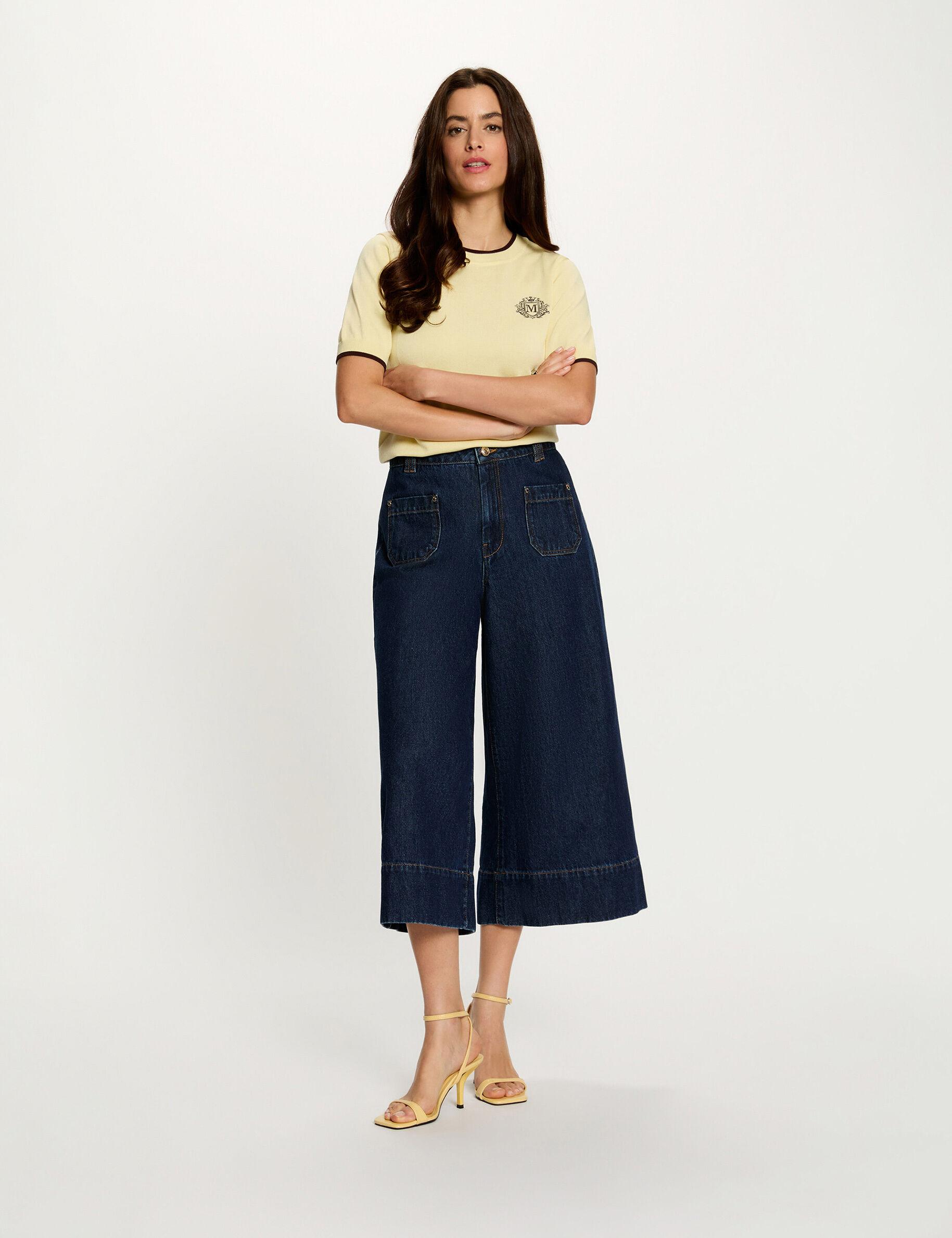 Bermuda taille haute bleu femme Bermuda taille haute bleu femme